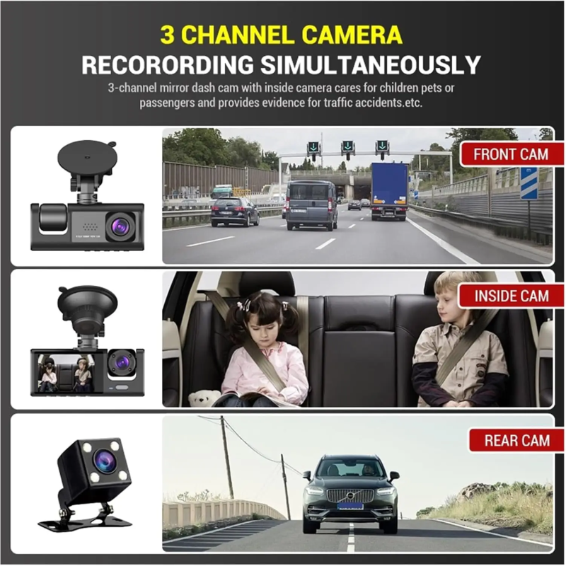 Caméra pour voiture 3en1